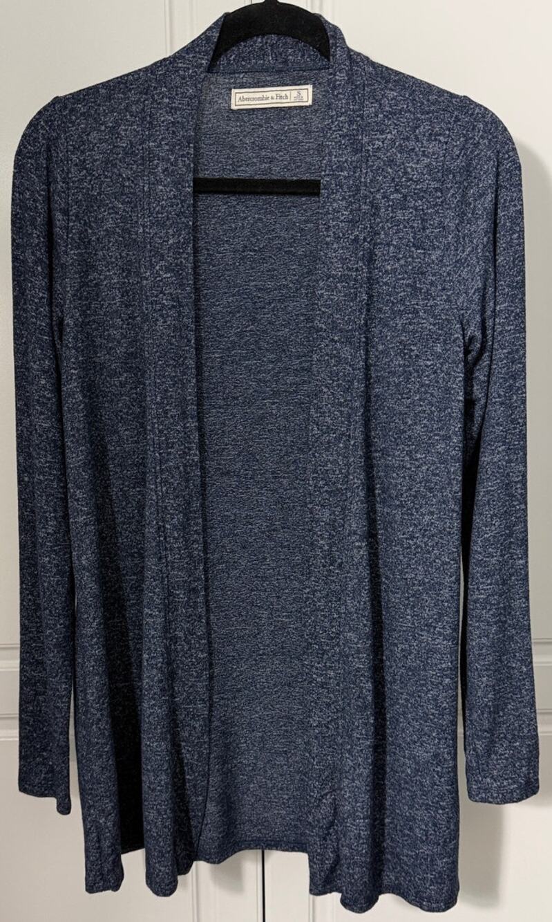 Abercrombie & Fitch Navy Blue Marled Lightweight Open Front Cardigan Size S